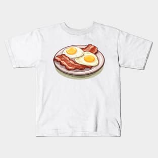 Bacon and fried egg in plate Kids T-Shirt